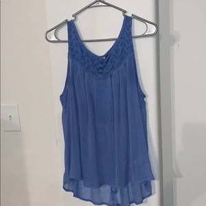 Blue sheer blouse with flower details